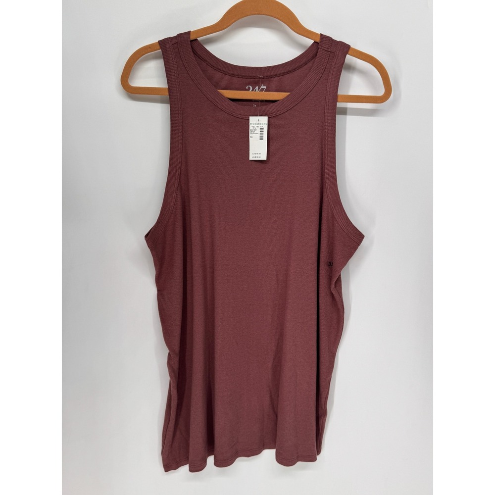 Maurices Tank Top Women 3X Mauve NWT Ribbed 24/7 Cotton Modal Stretch Basic